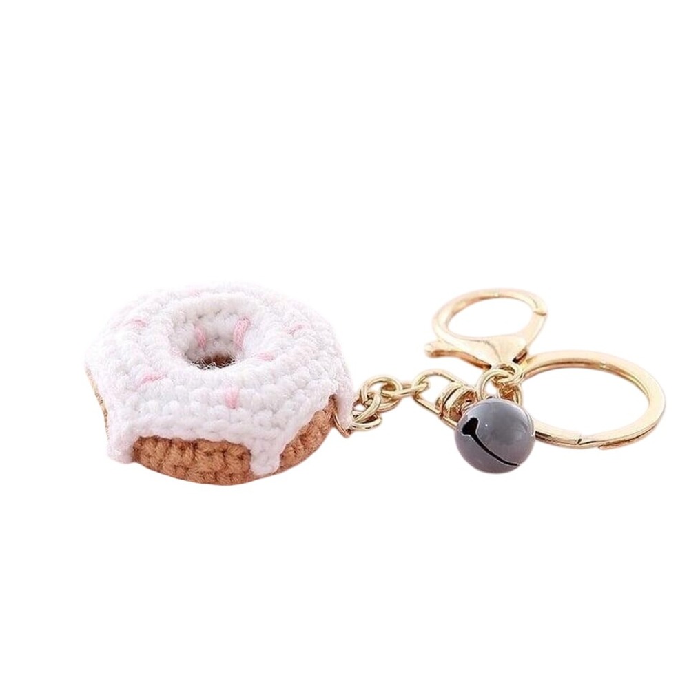 Cotton Crochet Food‎ Keychain, with Iron Key Rings & Lobster Claw Clasps & Bell,